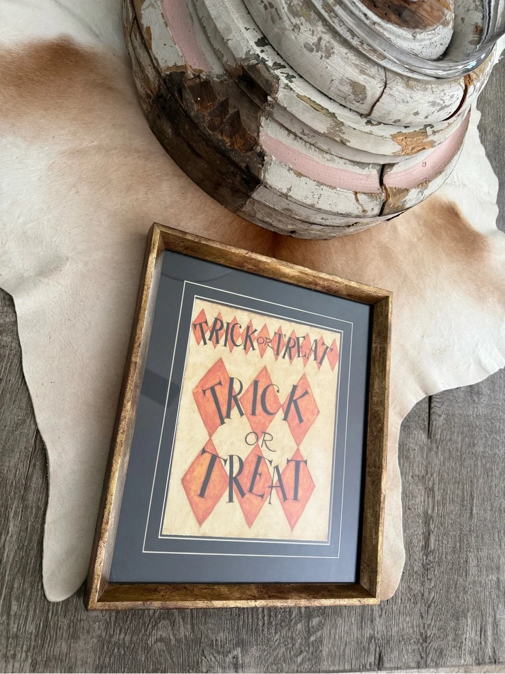 Trick or Treat Framed Wall Art - Orange Halloween Print
